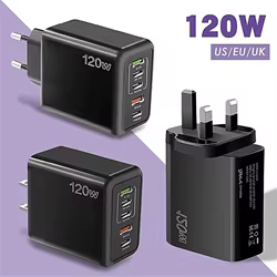 Cargador rápido USB-C de pared con enchufe UE y EE. UU.