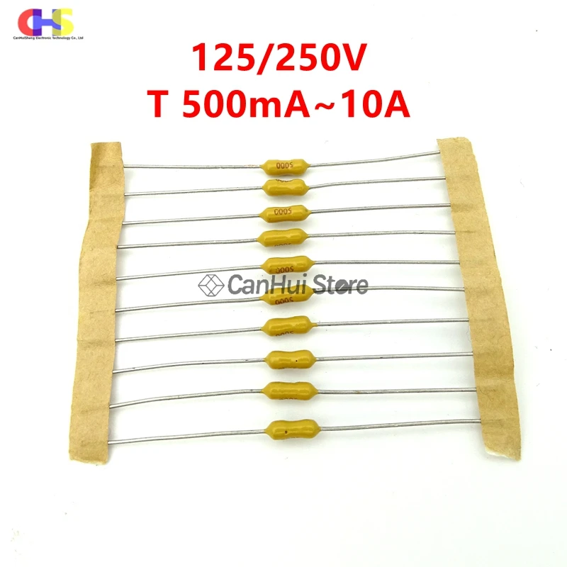 Fusible Axial de plomo verde/amarillo, 10 piezas, 2,4x7mm, 125 V, 250x7, 2,4, 100, 630mA - imagen 4