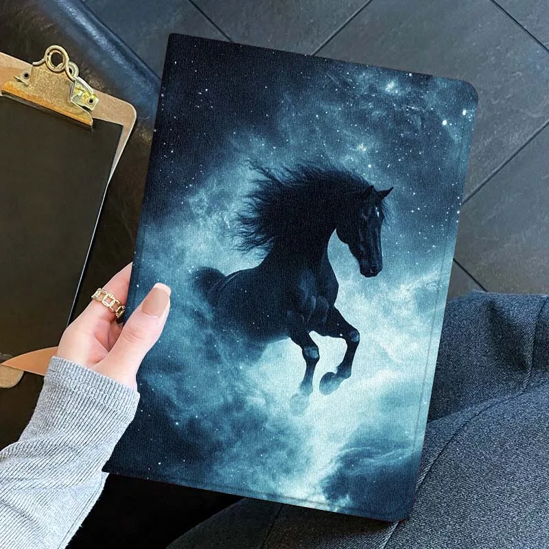 Patrón de arte del caballo oscuro para iPad Pro Mini 1 2 3 4 5 6 7 7ta generación 12,9 10,5 13 11 7,9 8,3 M4 pulgadas funda para tableta