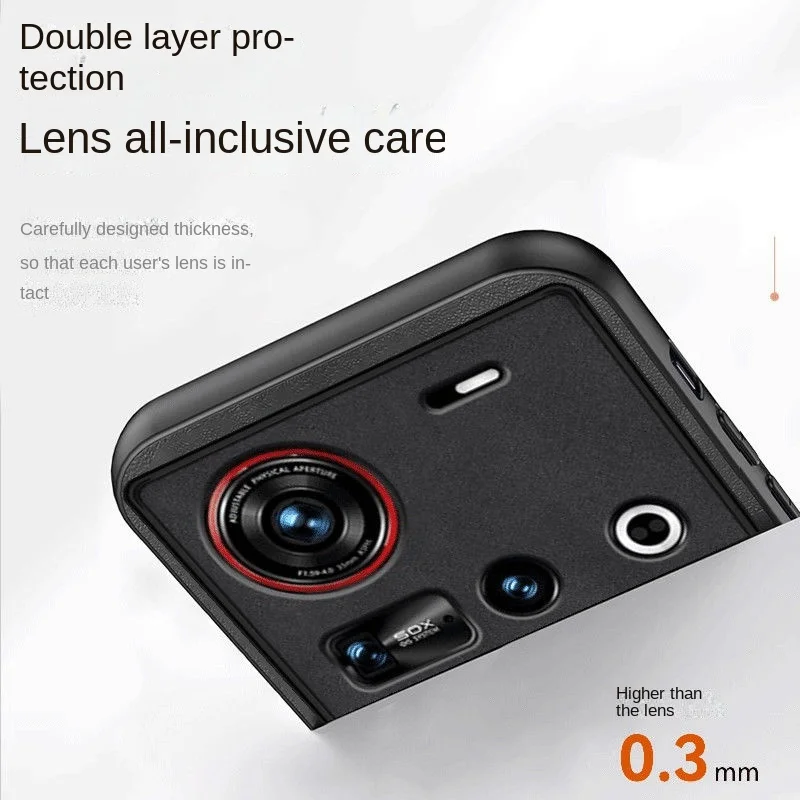 Para Nubia Z70 Ultra funda de cuero PU suave con soporte anillo giroscópico funda protectora trasera para Nubia Z70 Z60 Z50 Ultra Z60S Pro Shell - imagen 3