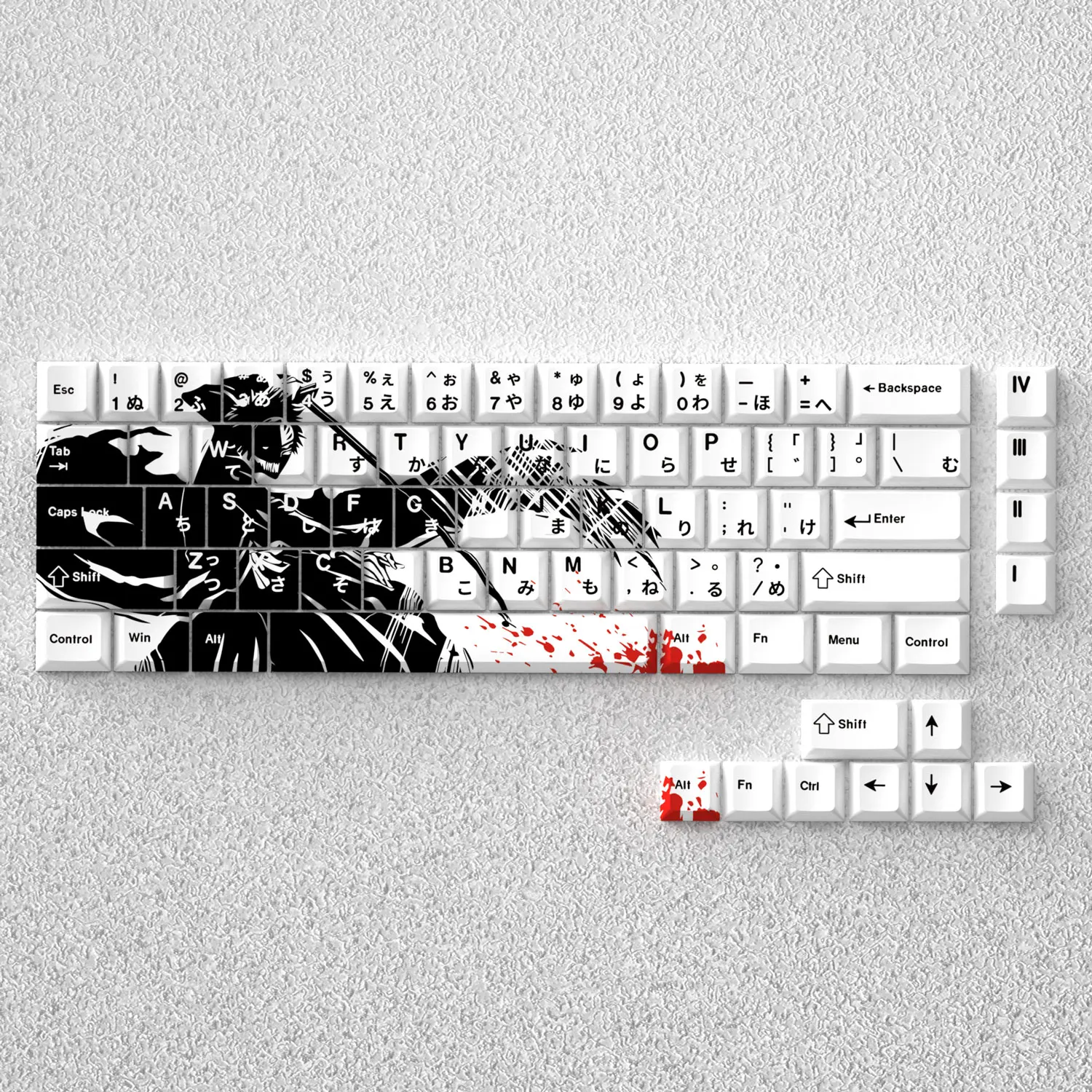 Teclas Kurosaki Ichigo de 73 teclas, juego de teclas de Anime japonés, teclas opacas Cherry PBT para teclado mecánico 61/65/68 - imagen 3