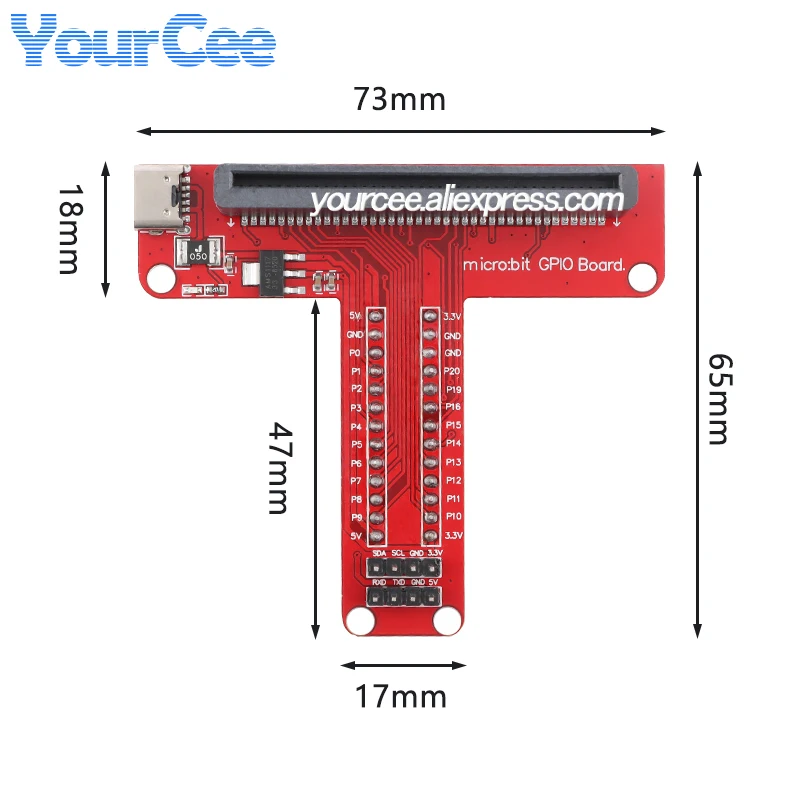 Placa de expansión GPIO para módulo de placa de desarrollo de micro bits, placa adaptadora de placa de pruebas tipo T, conversión de voltaje Python 3,3 V-5V - imagen 4