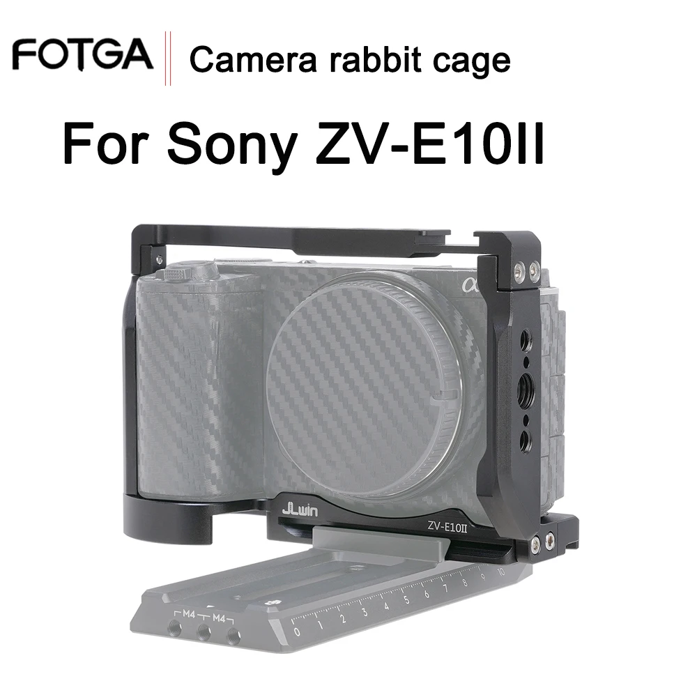 Kit de jaula de cámara FOTGA ZV-E10 II para Sony ZV-E10 II, abrazadera de Cable Arca-Swiss, placa de liberación rápida para estabilizador, placa con mango de madera
