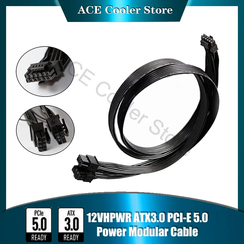 12VHPWR 12Pin PCI-E 5.0 PSU Cable adaptador ATX 3.0 12P+4P 600W o 3090Ti 4080 4090 Tarjeta gráfica