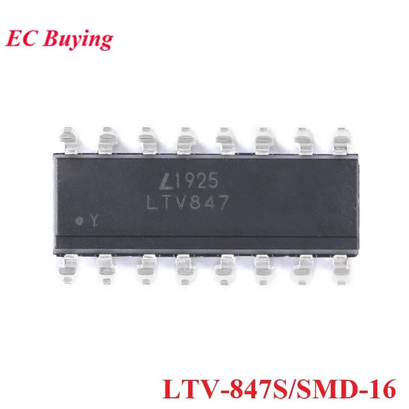 10 unids/lote PC847 LTV847 LTV847S DIP-16 SMD-16 salida de Transistor fotoacoplador IC controlador Chip nuevo Original - imagen 3