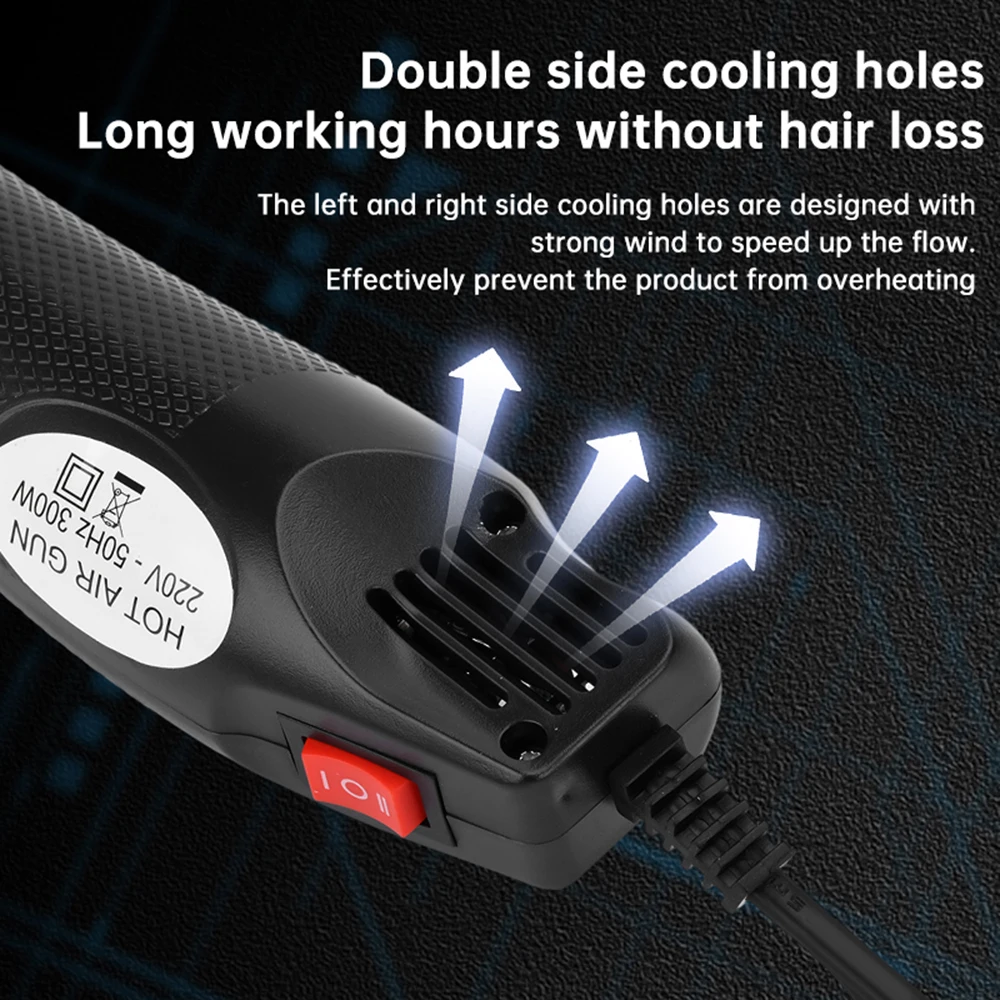 Pistola de aire caliente de 300W y 220V, engranaje ajustable de 0-200 ℃, adecuada para cerámica suave, tubos termocontraíbles, hojas termorretráctiles, etc. - imagen 5