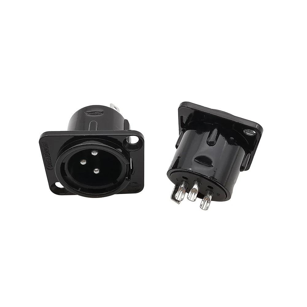 1/2/5 Uds XLR montaje en Panel de 3 pines enchufe macho conector hembra Audio micrófono 3 núcleos XLR enchufe de Metal carcasa negra plateada - imagen 5