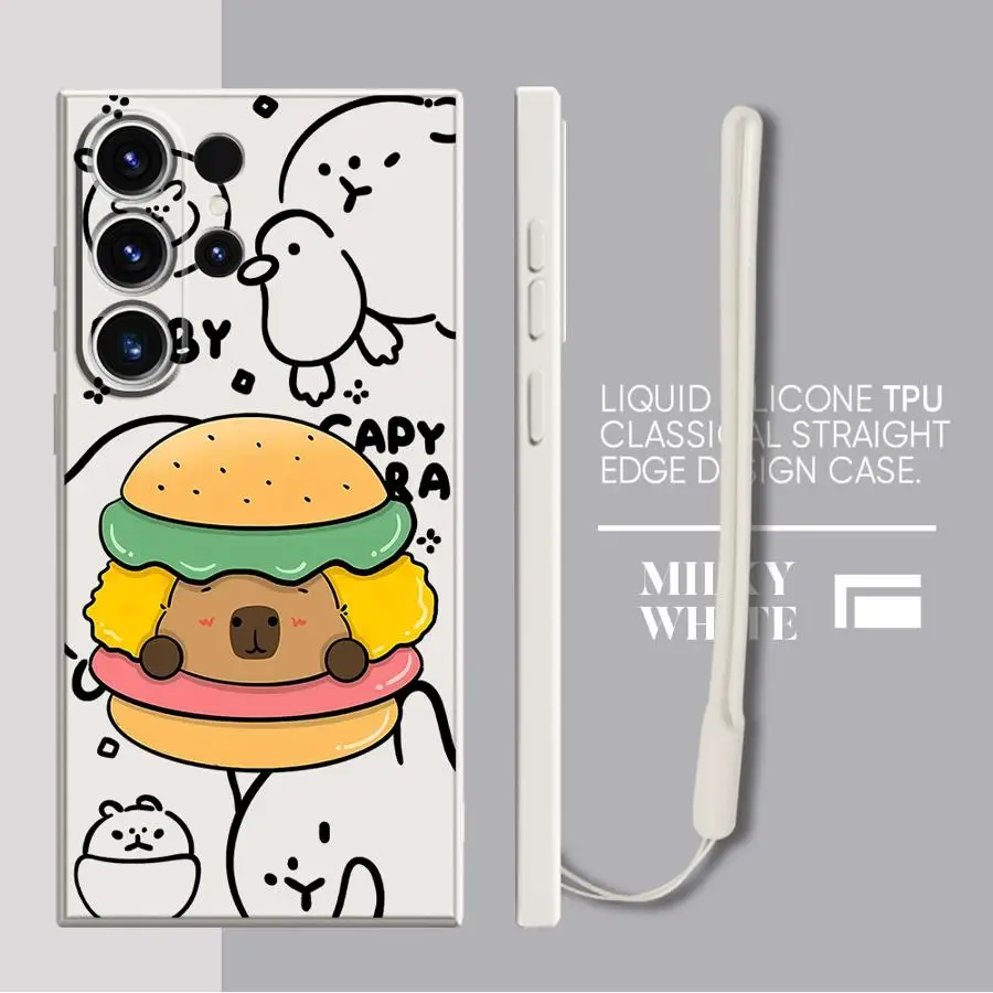 Funda de teléfono suave para Samsung Galaxy Note 20 10 Ultra S23 S20 S21 Plus S22 Ultra S24 FE S25 Edge dibujos animados pareja hamburguesa - imagen 4