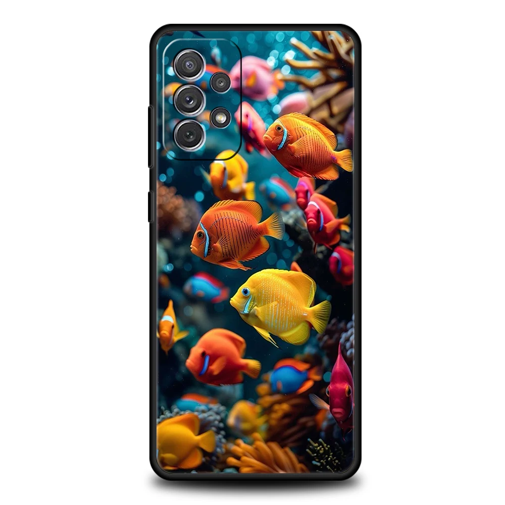 Funda de teléfono para Samsung A15 A13 A35 A55 A51 A71 A41 A31 A21S A03S A05 A17 A23 A25 A33 A53 A73 5G A07 4G cubierta de dibujos animados lindo pez - imagen 2