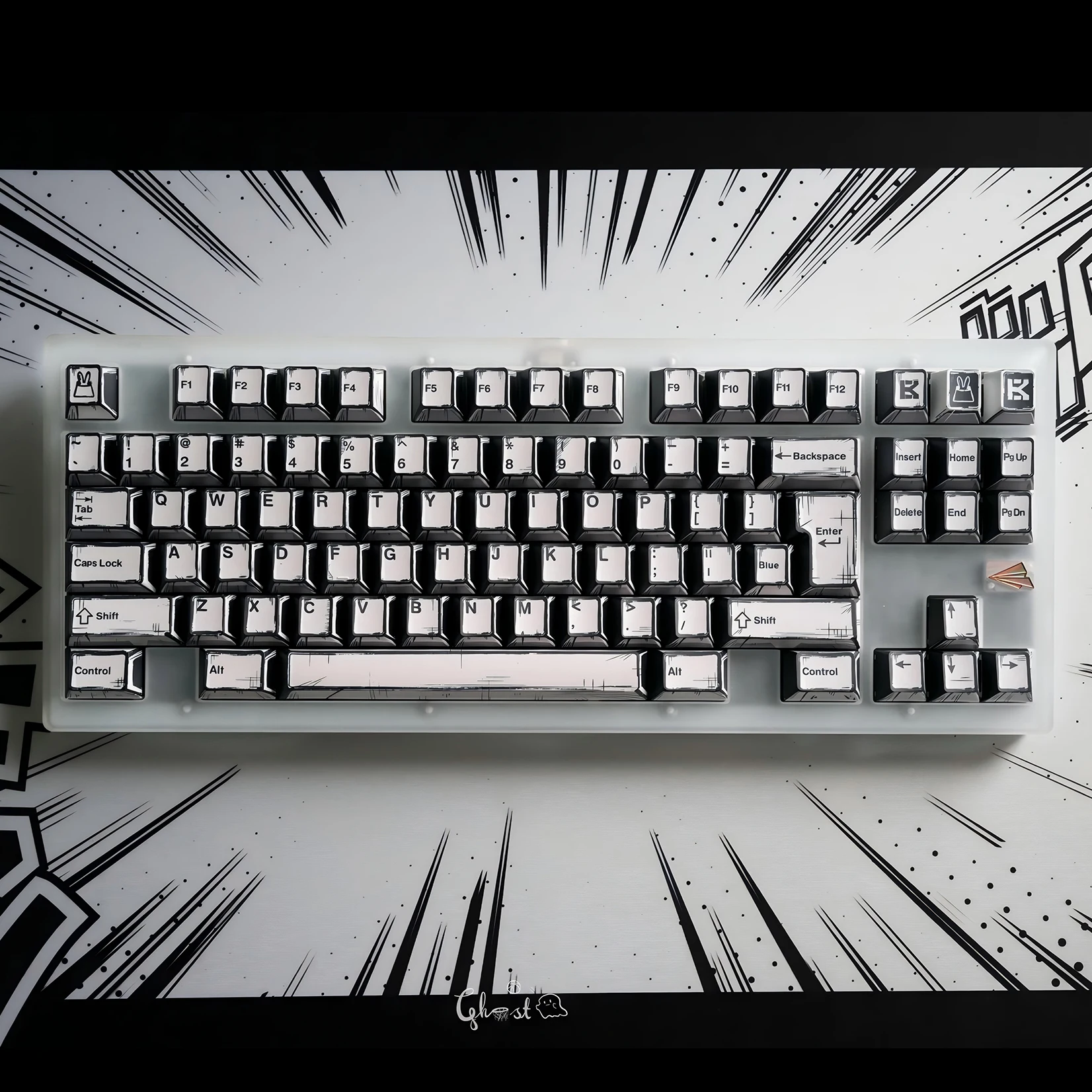 TUT MANGA Dye Sub Keycap Set perfil grueso PBT Cherry para teclado 87 tkl 104 ansi xd64 bm60 xd68 BM65 estilo cómico de dibujos animados