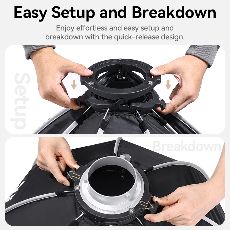 Ulanzi-caja de luz octogonal con montaje Bowens, Softbox plegable estándar con forma de panal de liberación rápida, 60CM/80CM, DS60 - imagen 3