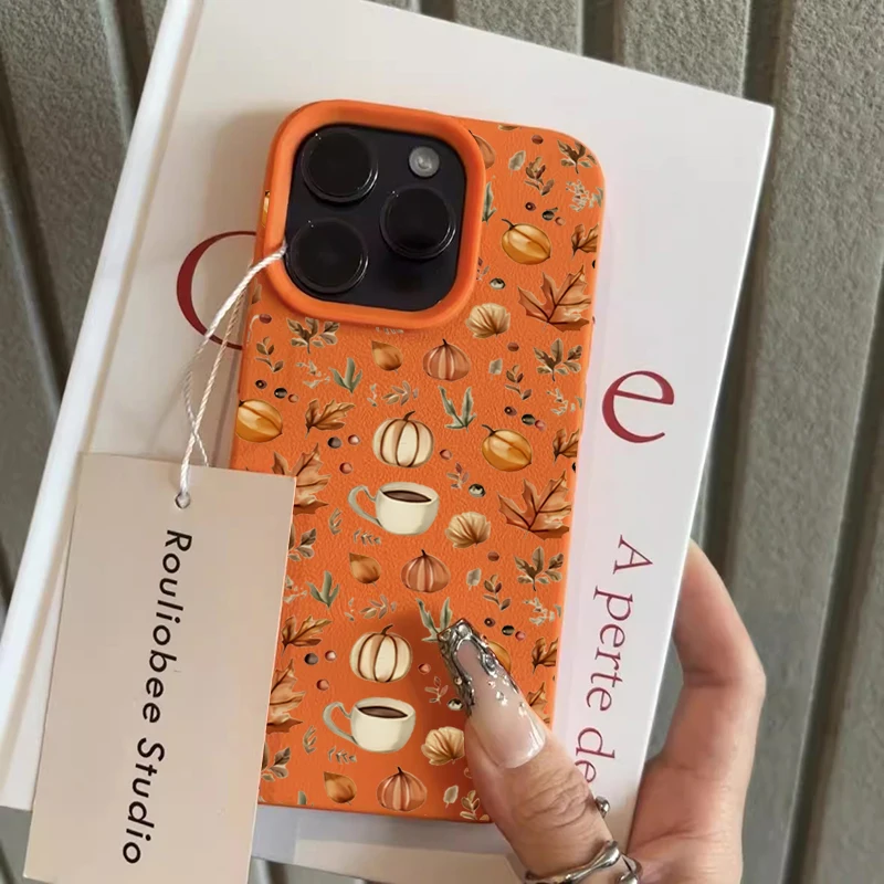 Funda de teléfono de silicona con leche de café y calabaza de otoño para iPhone 17 16 15 14 13 12 11 Pro Max Plus 17 Air X XR XS cubierta a prueba de golpes