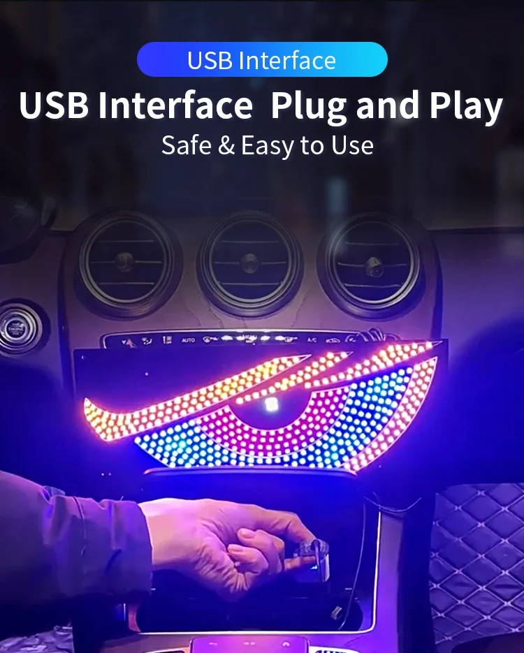 Luz de ojos de diablo grande dinámica USB para coches, pantalla de ventana Flexible programable DIY, pantalla LED, ojo de camión animado para coche - imagen 2
