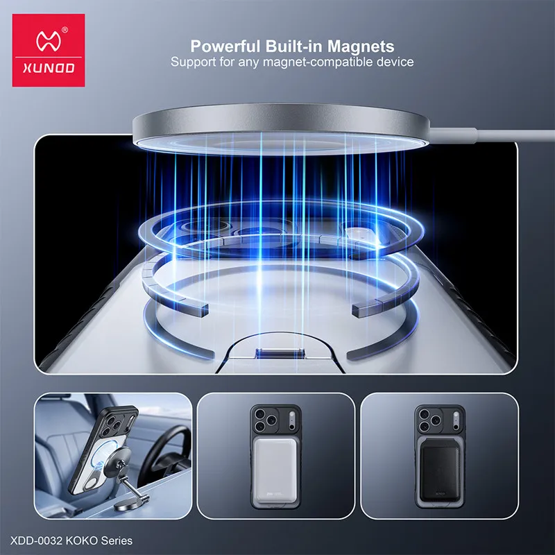 Para iPhone 17 Pro Max, 17 Pro Funda magnética XUNDD KOKO PC dura Translúcido Mate Funda plegable con soporte para teléfono - imagen 2