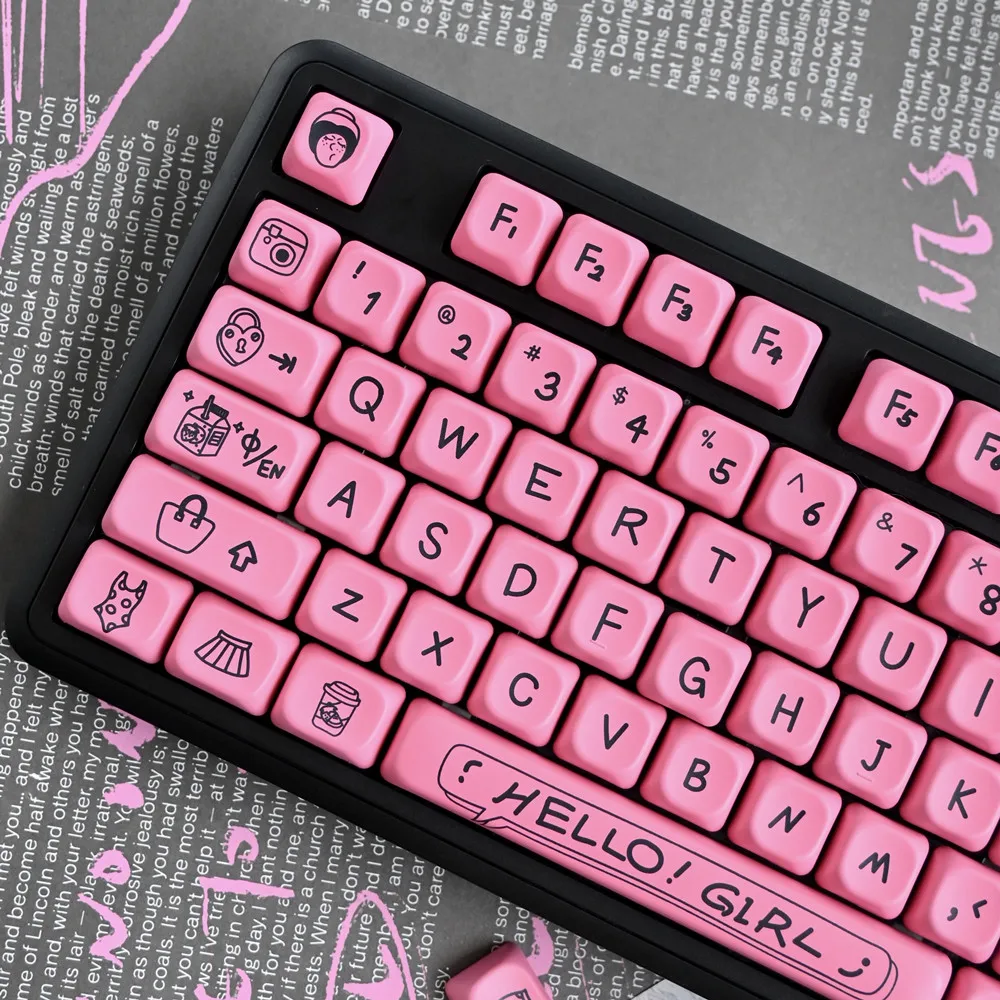 Teclas de teclado mecánico rosa, 145 teclas, juegos completos PBT, perfil KOA, subcama de tinte para interruptores Gateron Outemu Kailh TTC Cherry Mx - imagen 3