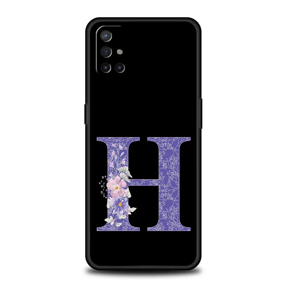 Funda de teléfono para OnePlus 13 12 11 10 9 Pro 9T 13R 12R 10R 9RT 10T 8T 8 Nord 2T CE 2 3 5G N30 cubierta letra inicial flor púrpura - imagen 4