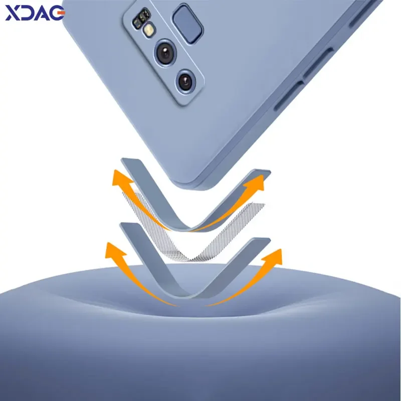 Funda de silicona líquida cuadrada Original para Samsung Galaxy Note 9, Protector de lente, funda de teléfono suave a prueba de golpes para SamsungNote9 Note9 - imagen 4