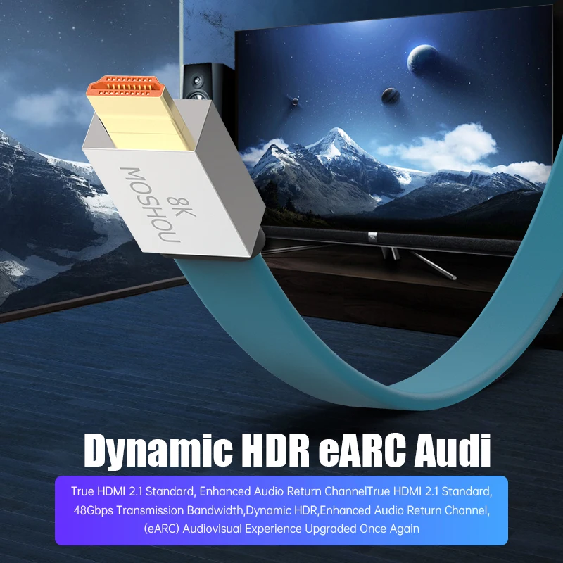 Cable HDMI 2.1 MOSHOU - ULTRA 8K 60Hz, 4K 120Hz, HDR10 eARC - imagen 5