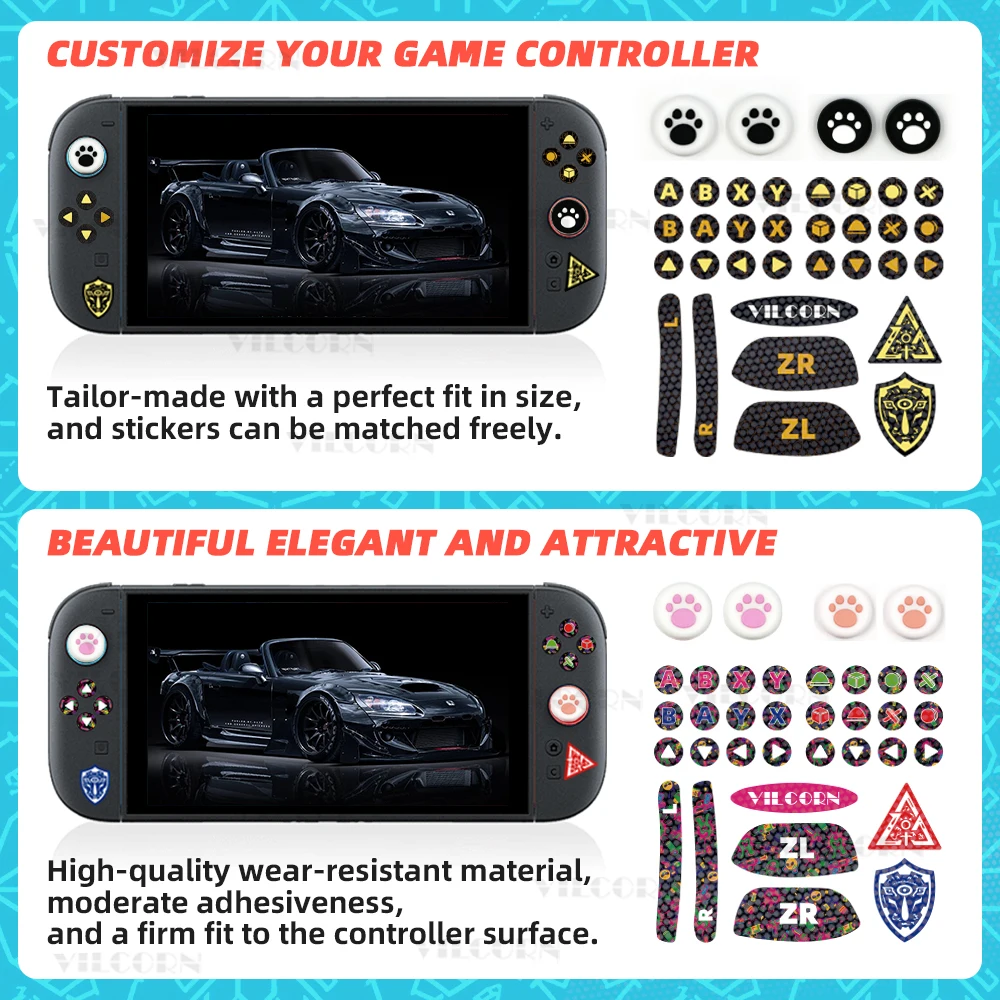 VILCORN NS2 ABXY botón pegatinas personalizadas para interruptor 2 antideslizante reducir la presión del dedo textura de panal Material de alta calidad - imagen 5