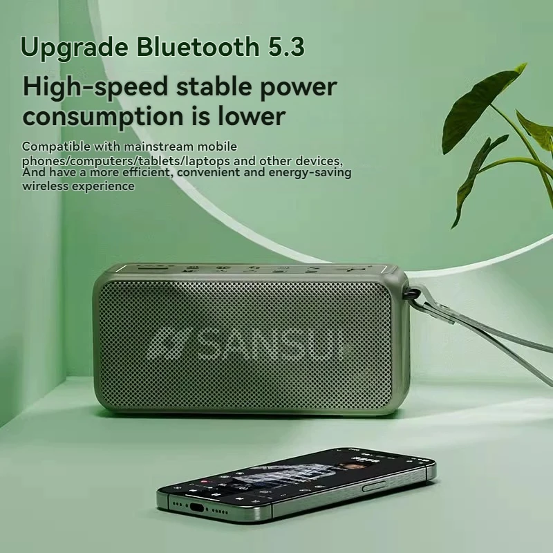 Altavoz Bluetooth inalámbrico portátil SANSUI F61 Radio FM grabadora de pantalla LED llamada manos libres reproductor de música compatible con disco TF/U/AUX - imagen 3