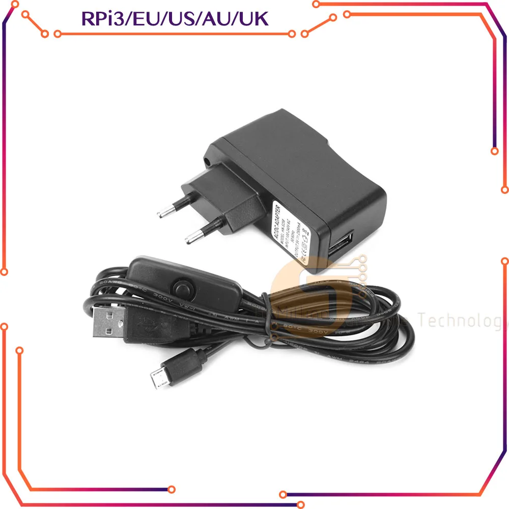 Cable Micro USB para Raspberry Pi 3, adaptador de corriente AC, 5V, 2.5A, RPI182