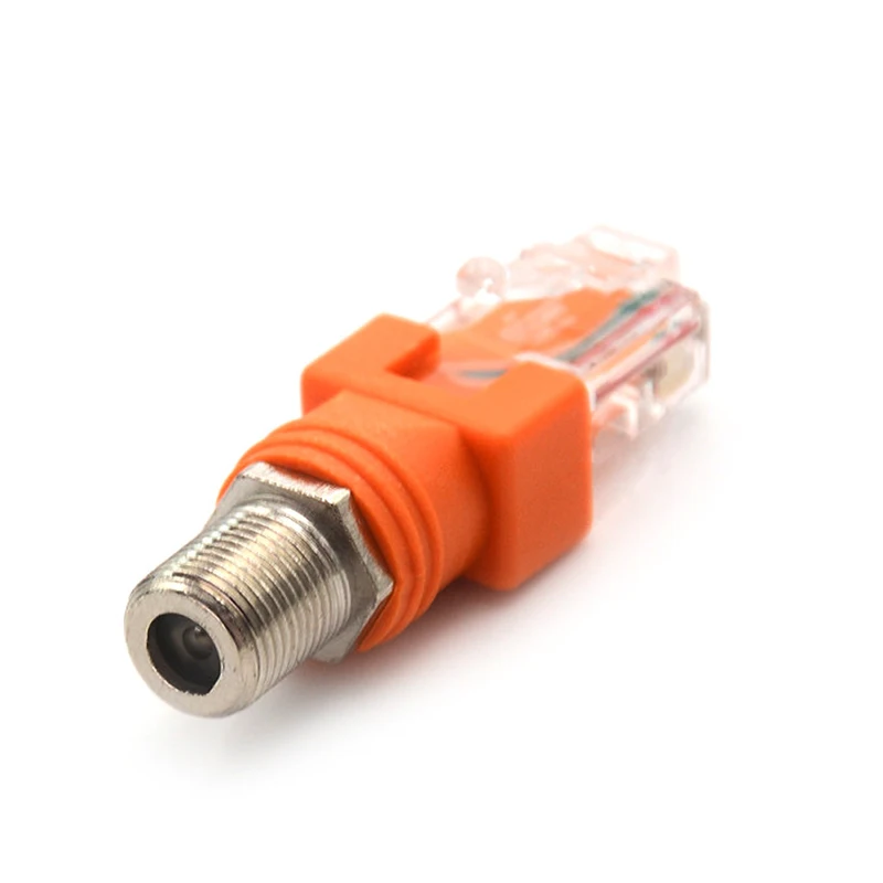 Acoplador de barril naranja duradero, conector de Cable Coaxial, Cables de ordenador BNC hembra a RJ45 macho, adaptador RJ45 a RF, 1 Uds. - imagen 3