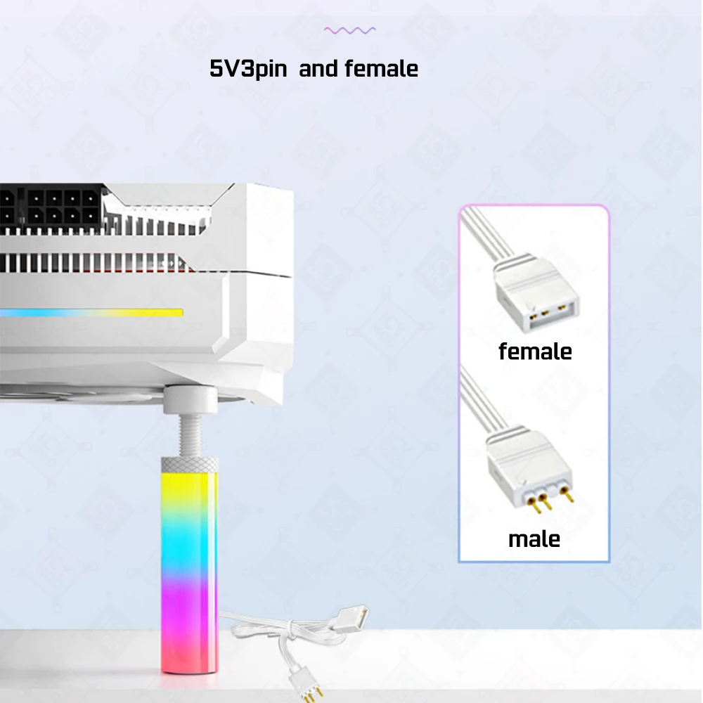 COOLMOON-Soporte VGA de barra en espiral, 5V, 3 pines, ARGB, soporte de sincronización de luz, altura de 70mm-125mm, Mini soporte Vertical, MOD GR125 - imagen 3