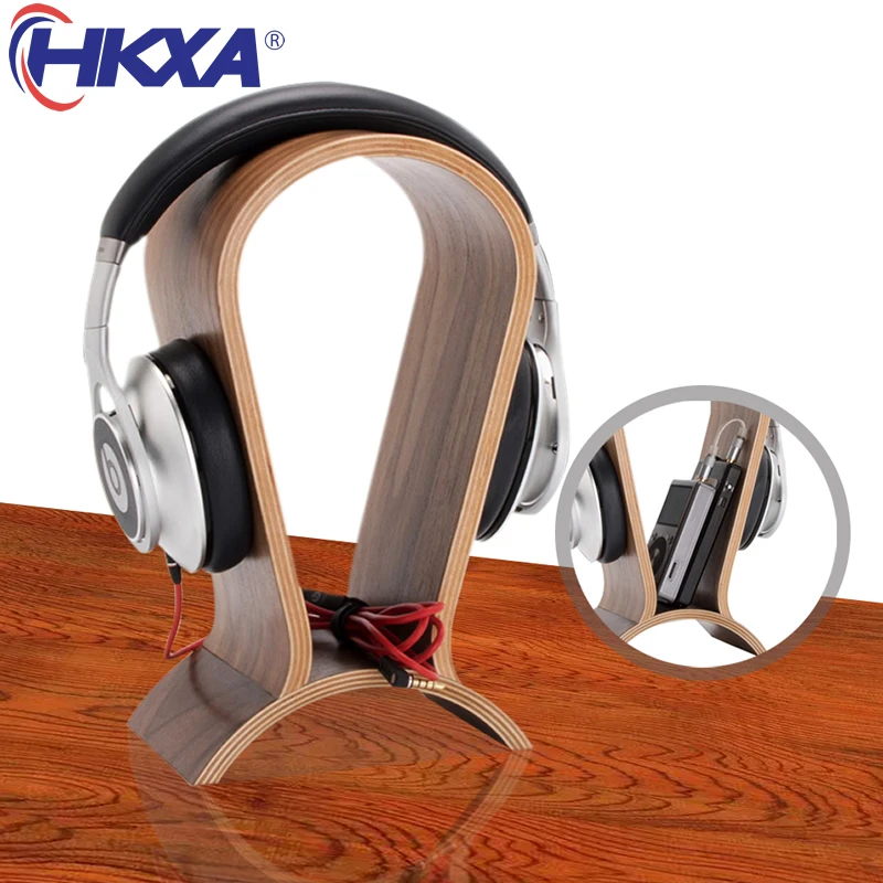 HKXA Soporte Auriculares Nogal para Gaming y Escritorio