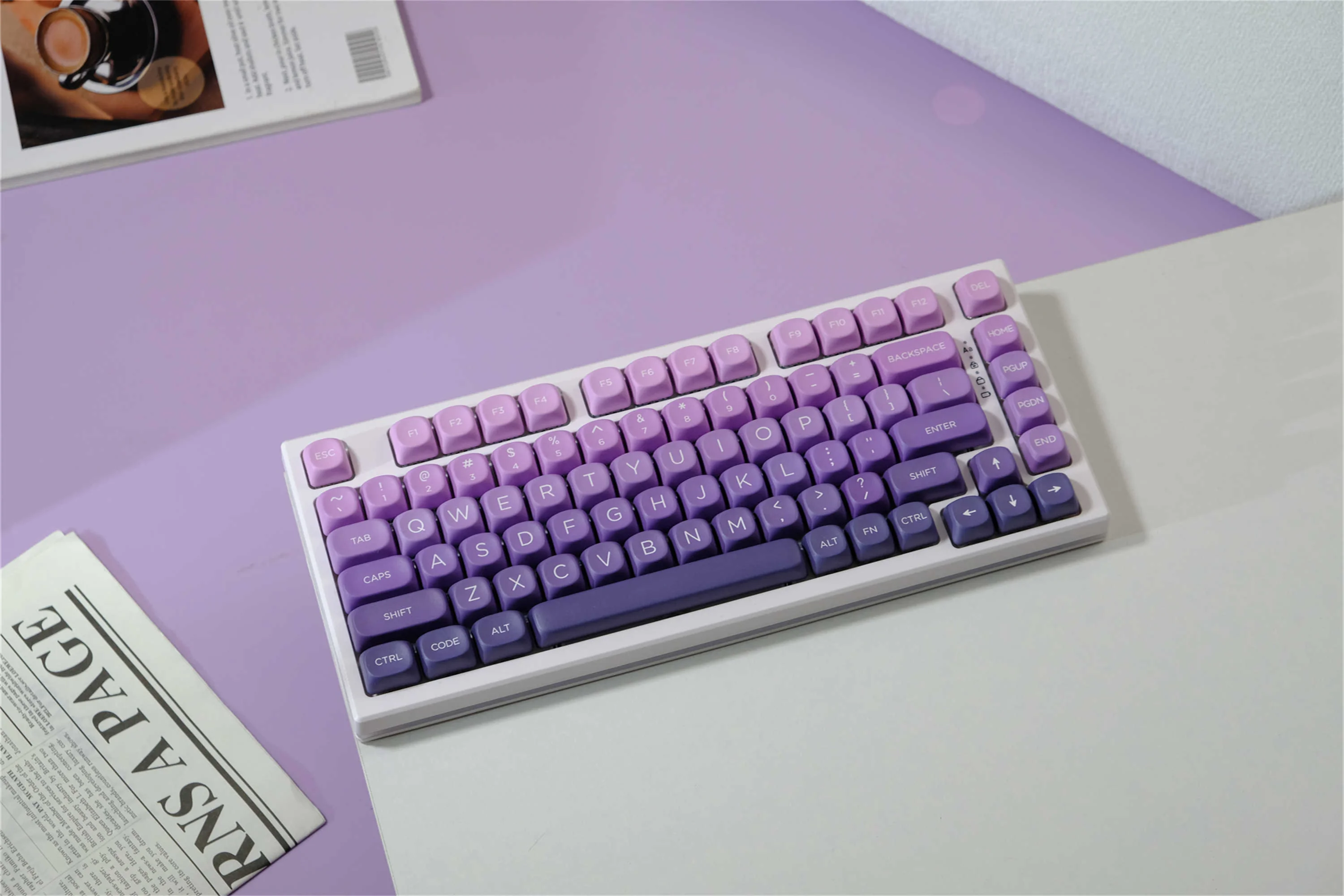 Teclas violetas, 126 teclas, Material PBT, perfil MOA, DYE-SUB personalizado para teclado mecánico CHERRY MX Switch - imagen 5