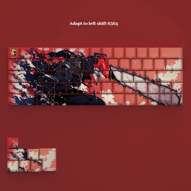 Denji personaje keycap motosierra hombre animación tema keycap anime lado grabado caracteres transparentes teclado mecánico keycap - imagen 3