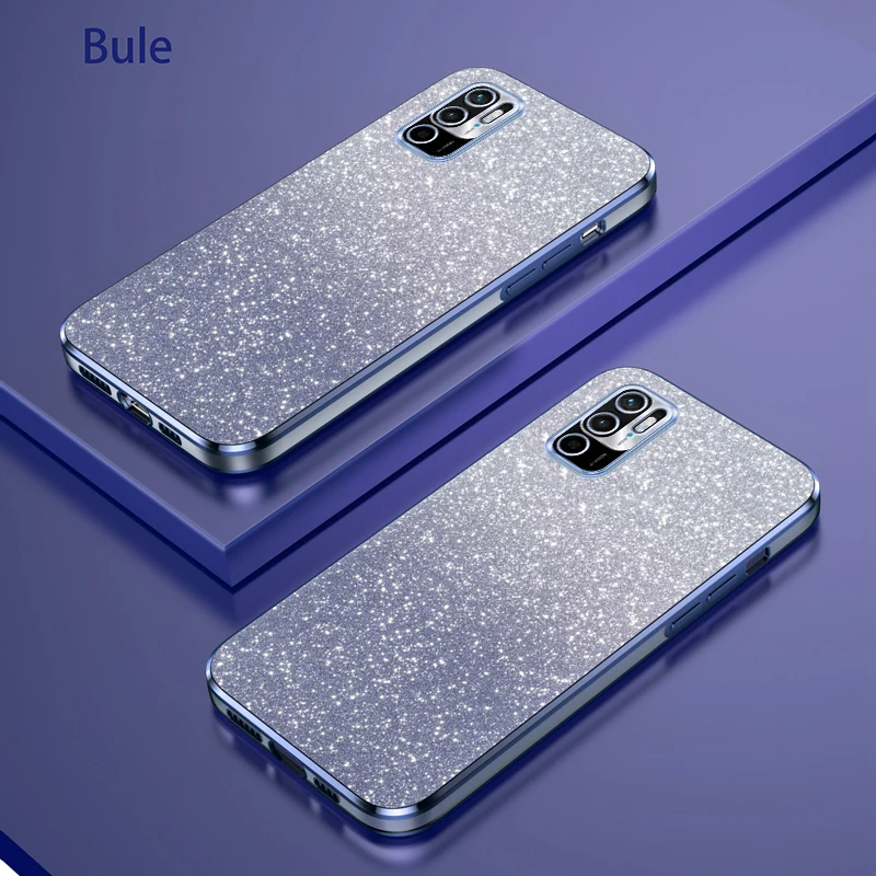 Funda de silicona para Xiaomi Redmi Note 10 5G, Funda de teléfono, Funda trasera de lujo, gradiente, chapado en purpurina - imagen 4