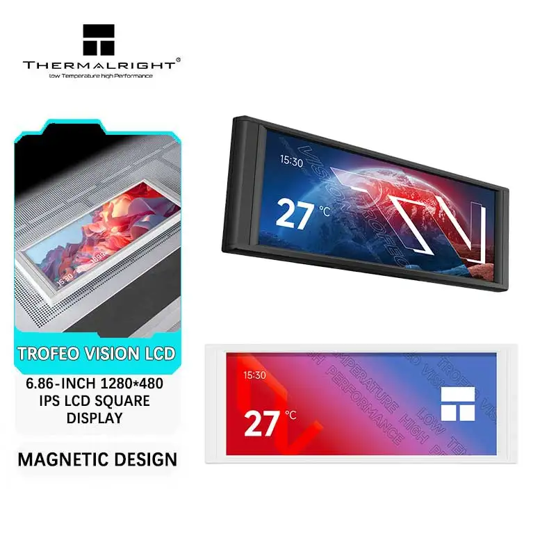 Thermalright TROFEO VISION LCD pantalla a todo color de 6,86 pulgadas funda inteligente USB pantalla secundaria resolución 1280*480 diseño magnético