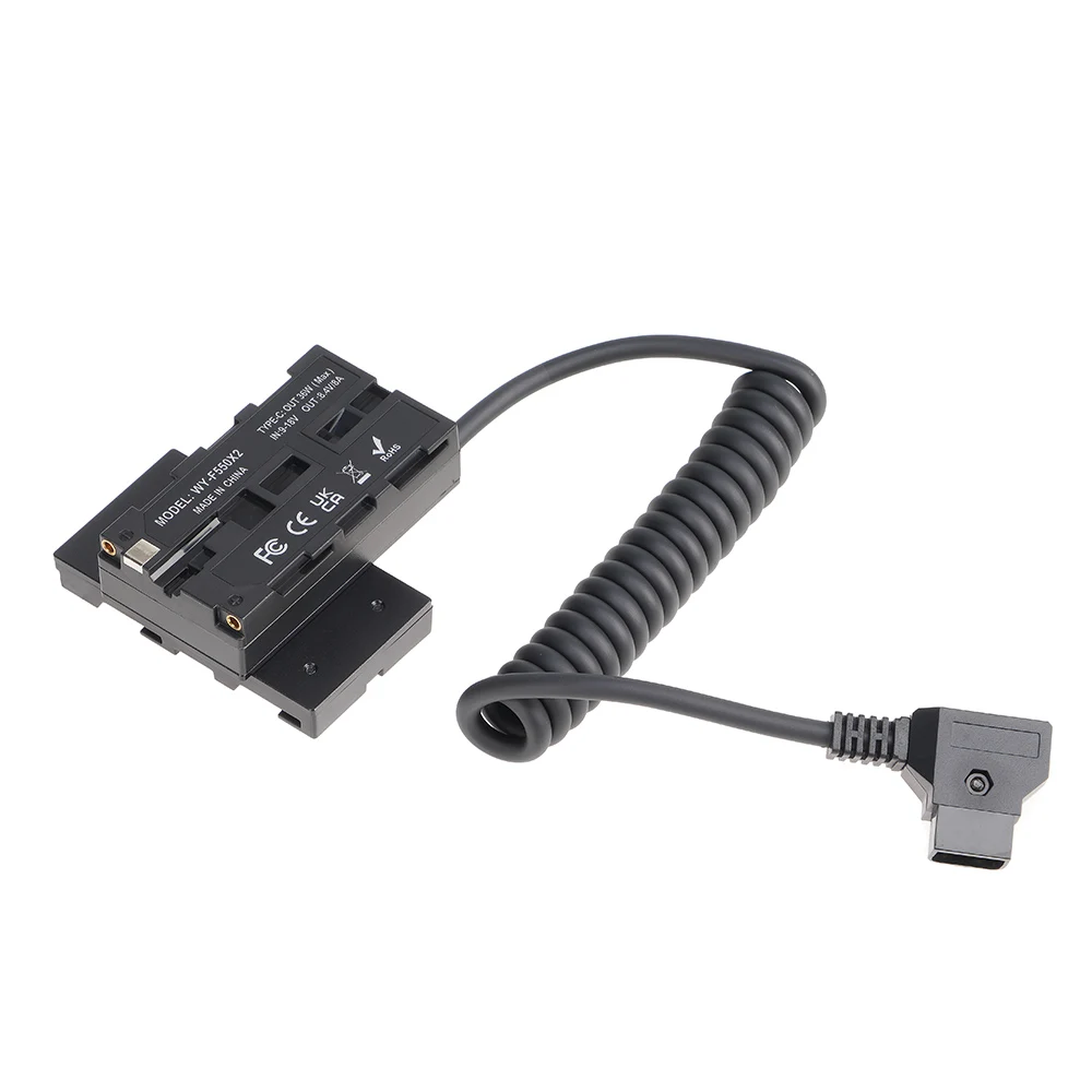FOTGA-batería simulada d-tap a Cable en espiral de NP-F550 de doble cara, acoplador de CC, accesorio para Monitor/luz/micrófono/transmisor receptor - imagen 2