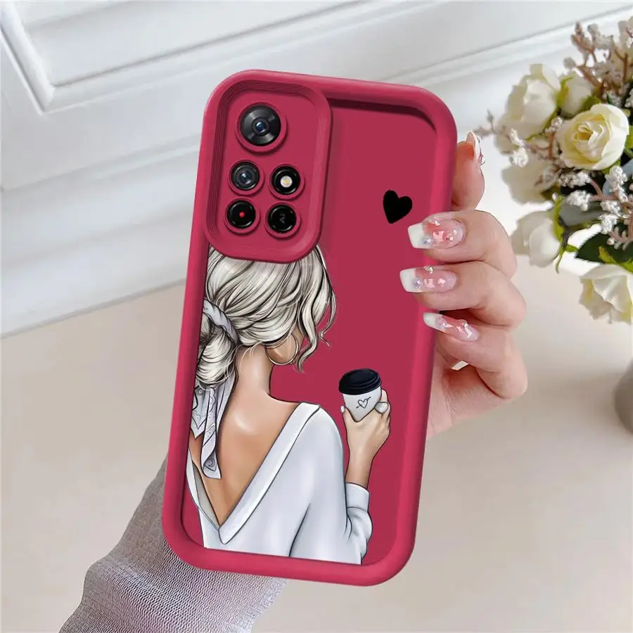 Funda de TPU suave con café para mujer urbana de dibujos animados para Xiaomi Redmi 10C 9C 14C A3 A5 13C 10A A2 A1 Plus 9T 12C 9A - imagen 3