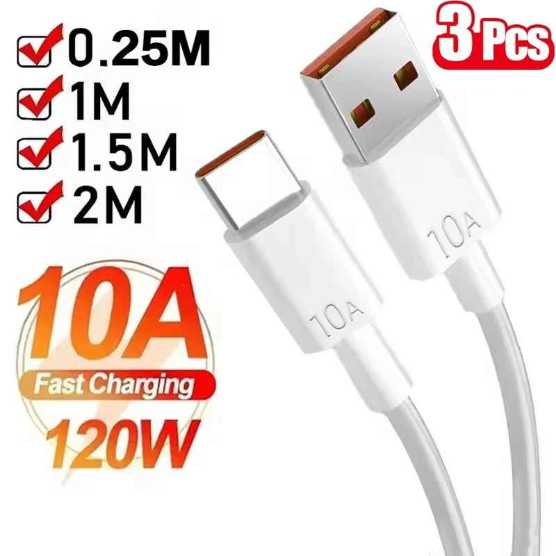 Cable de datos de carga súper rápida PD a tipo C, Cable de datos de carga rápida Universal de alta velocidad de 0,25/1/1,5/2/3m, 10A, doble tipo C