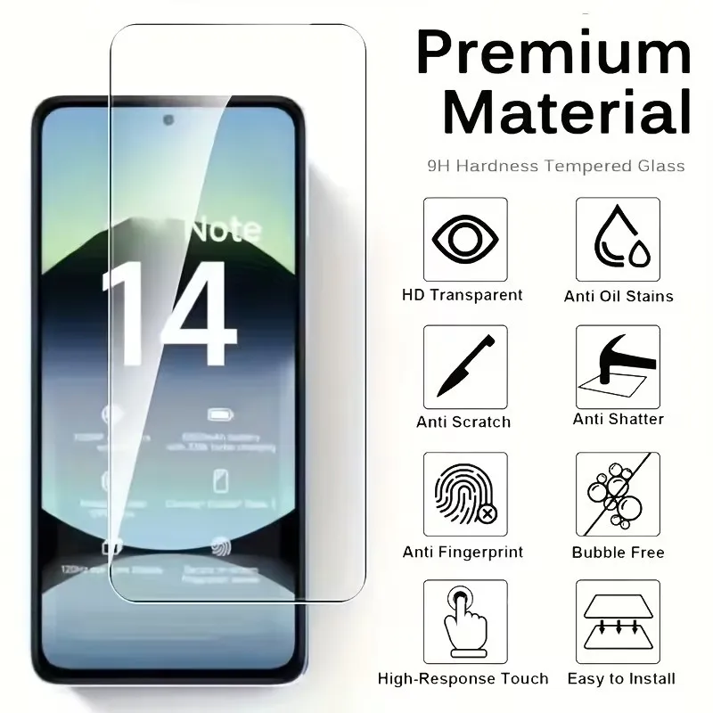 3 piezas de vidrio templado brillante para Xiaomi Redmi Note 14 4G 5G protector de pantalla - imagen 4