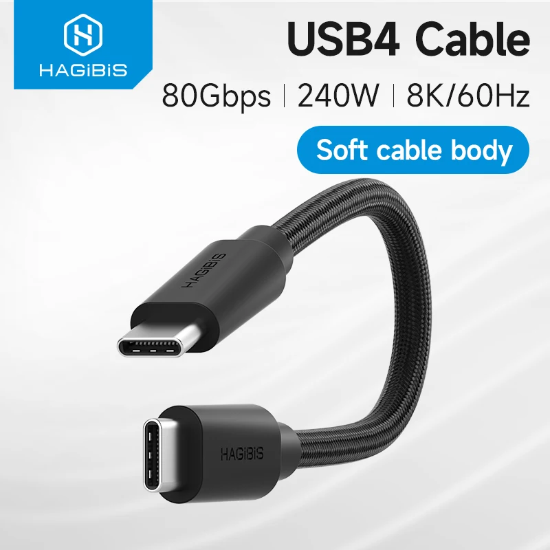 Hagibis Cable USB4 enchufe Vertical USB C a USB C Cable corto 80Gbps 240W PD3.1 8K Cable para Thunderbolt 4/5 Mac mini M4 Mac Studio - imagen 2