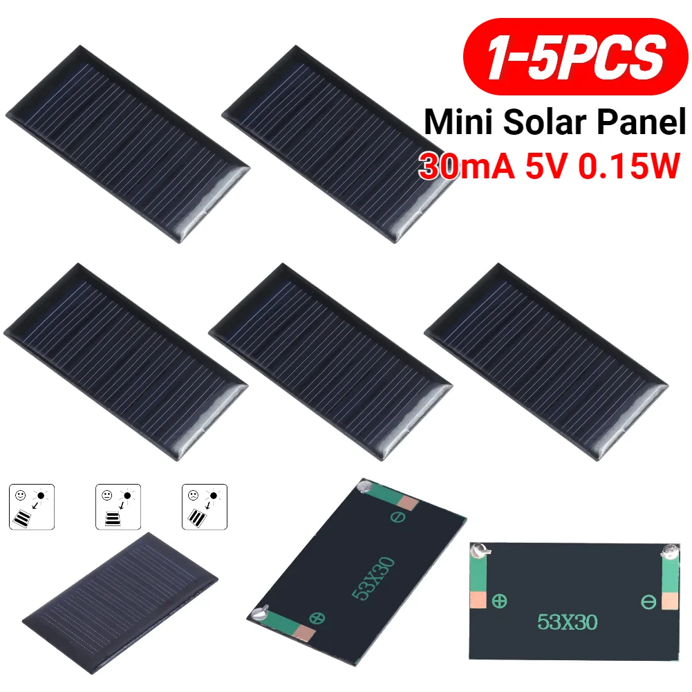 30mA 5V 0,15W Panel Solar Mini sistema Solar tablero policristalino energía almacenada Mini cargador de Panel Solar