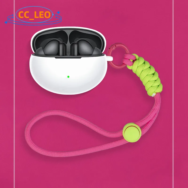 Para HuaWei FreeBuds 6i funda HuaWei FreeBuds 5i funda suave de silicona lindo colgante con cordón HuaWei FreeBuds 6i funda protectora