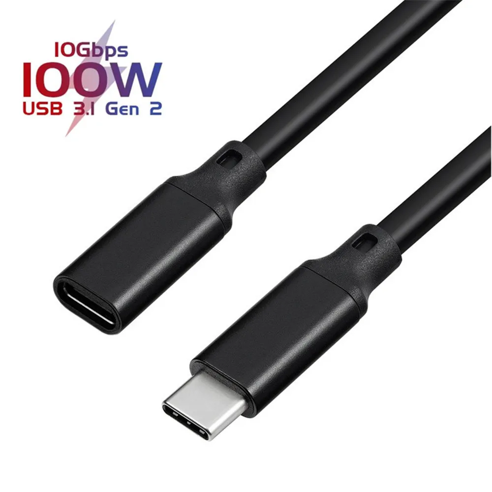 10Gbps Gen2 tipo C USB 3,1 macho a USB-C hembra extensión de datos 100W Cable de carga Cable extensor diseño Reversible 0,2 m1 m 2m 5m