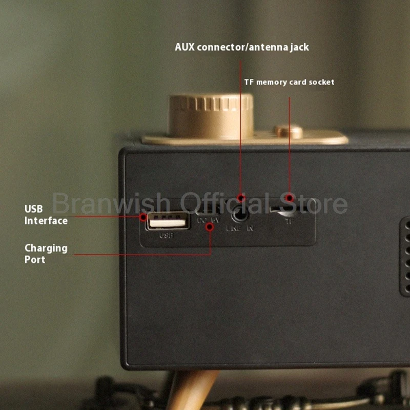 Altavoz Bluetooth de madera, altavoces inalámbricos portátiles para exteriores con Radio FM, tarjeta TF, reproducción USB, caja de sonido 10H para viajes en casa - imagen 5