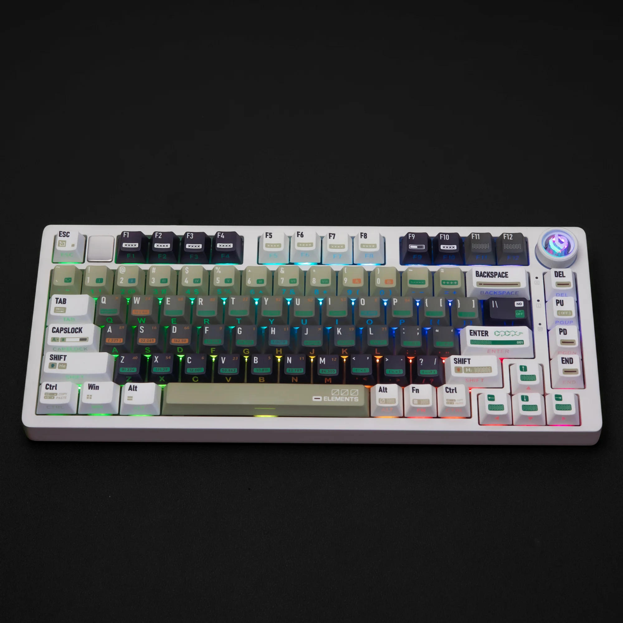 Teclas con tema de química Cherry PBT Dye Sub Keycaps alemanes francés español coreano ruso para teclas de teclado mecánico ISO ANSI