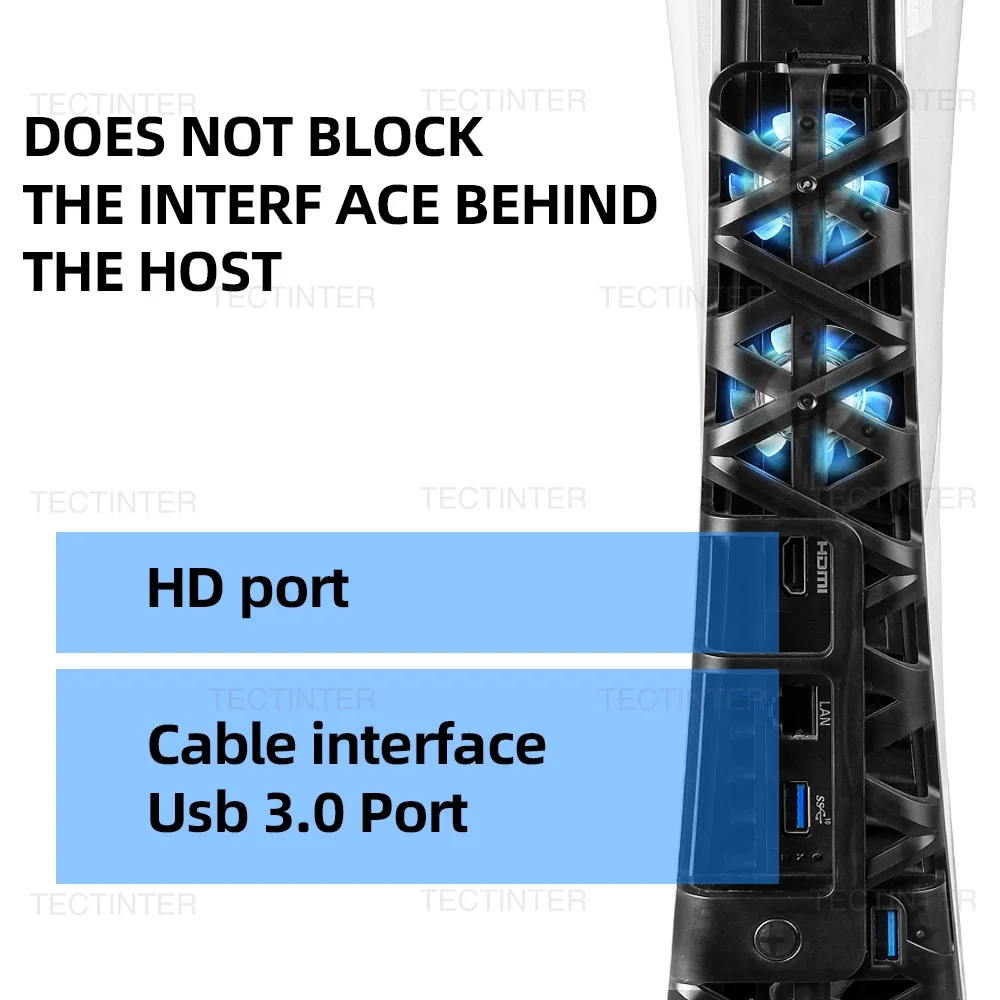 Ventiladores de refrigeración para consola PS5 Slim para Playstation 5 edición de disco delgado/digital con puerto USB 3,0 enfriador para accesorios PS5 - imagen 3