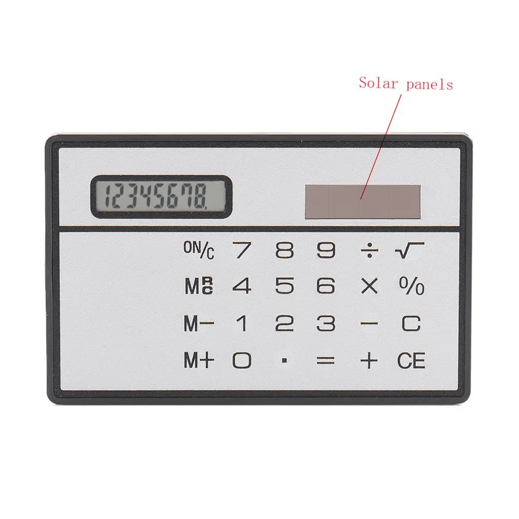 Calculadora de energía Solar Ultra delgada de 8 dígitos con pantalla táctil, diseño de tarjeta de crédito, Mini calculadora portátil para Escuela de Negocios - imagen 2