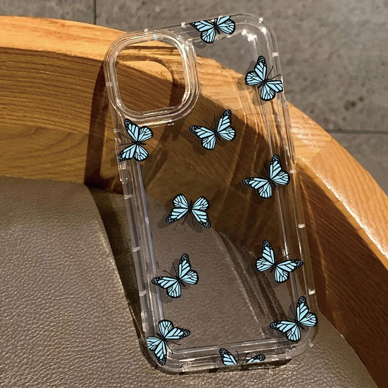 Funda de teléfono con mariposas de dibujos animados para Samsung S25 S24 S23 Ultra S22 Plus S21 FE A53 A52S A14 A15 A54 A55 5G, funda de cojín de aire - imagen 2