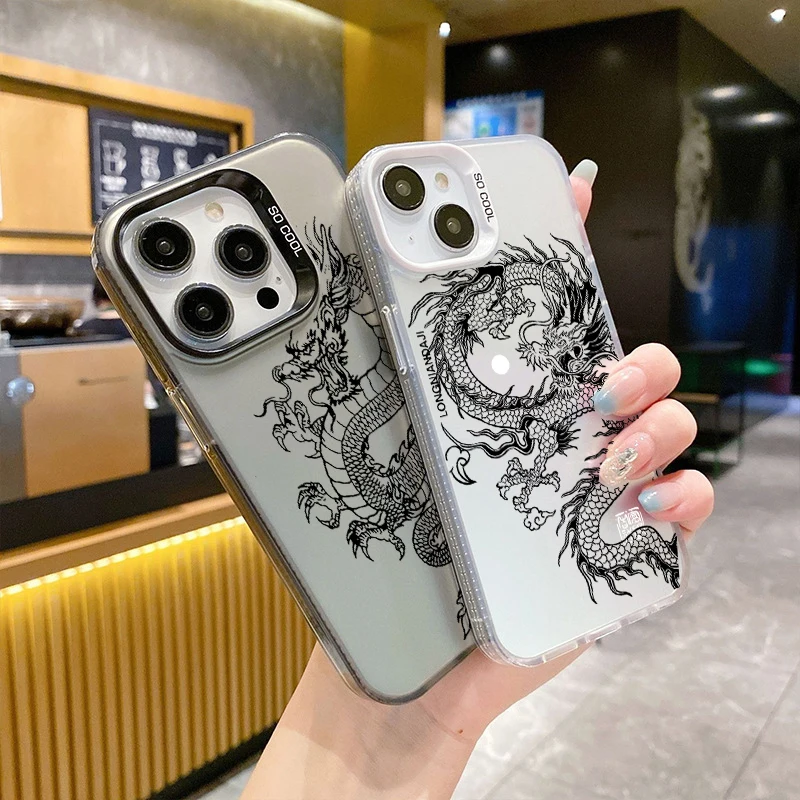 Para IPhone 16 15 Pro 11 12 13 Mini 14 XS MAX XR 7 8 Plus SE 4 funda de teléfono acrílica Dragon Totem carcasa protectora de pantalla a prueba de golpes - imagen 5