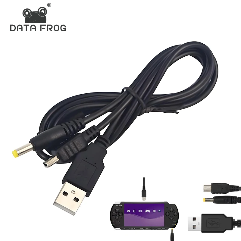 Cargador USB DATA FROG 2 en 1 para consola de juegos PSP 1000 2000 3000 Cable de datos USB + Cable cargador accesorio de juego