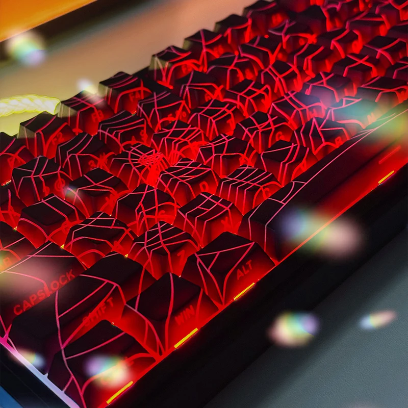 Teclas de telaraña con grabado lateral, Color translúcido Lang Zhu F87 Mai de Ace68 Little Bee Made68, teclas negras - imagen 5