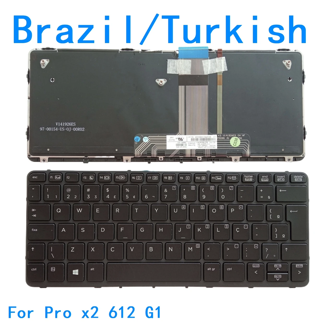 Nuevo teclado retroiluminado para ordenador portátil turco de Brasil para HP Pro x2 612 G1 Notebook PC reemplazo NSK-CR3BV 755497 -141 766641 -141