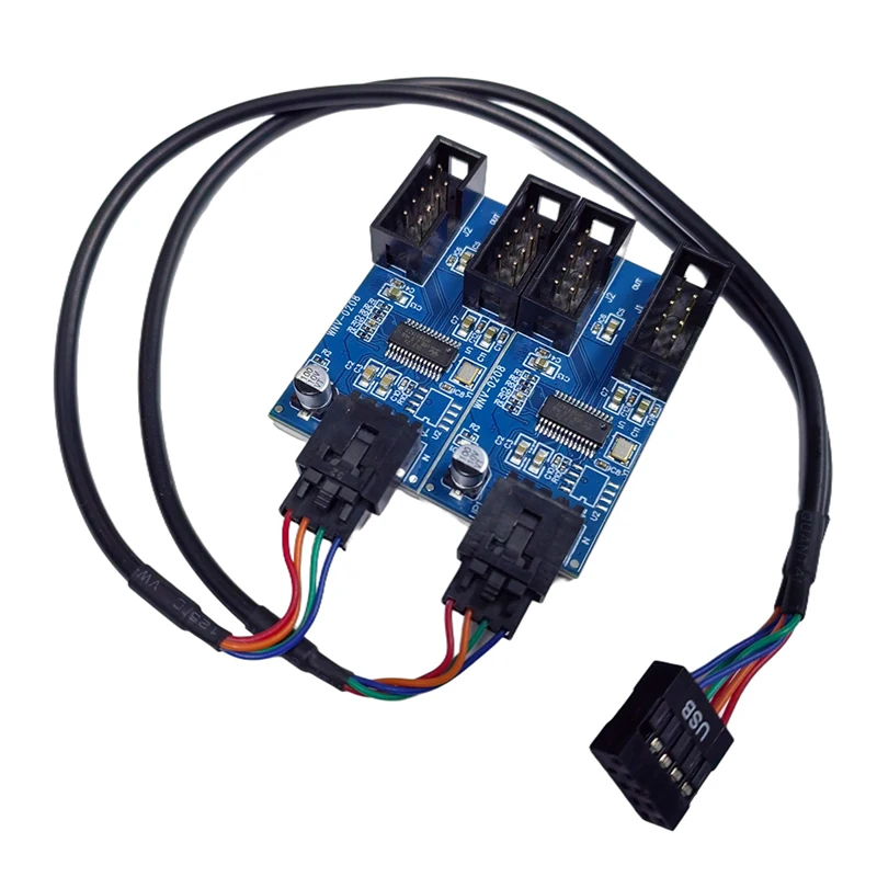Tarjeta de expansión divisor USB de 30cm y 9 pines, adaptador de Cable de extensión 1 a 2/4, placa elevadora, concentrador USB2.0 para cabezal de placa base de escritorio - imagen 5
